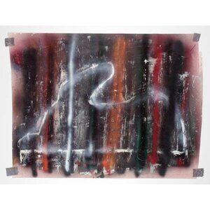 Vtg 1980's Art Michael Luchs Paint And Tape On Paper Detroit Mi Cass Corridor